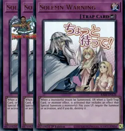 Yugioh 3x Solemn Warning RA05-EN126 Ultra Rare 1st Ed NM - Image 1
