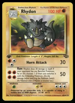 Pokemon Rhydon 1st Edition 45/64 Uncommon Jungle LP - Image 1