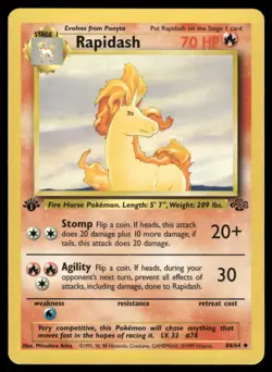 Pokemon Rapidash 1st Edition 44/64 Uncommon Jungle LP - Image 1