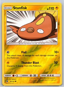 Stunfisk 83/214 C Lost Thunder Reverse Holo LP Pokemon - Image 1