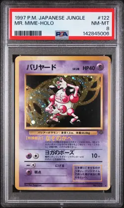 1997 POKEMON JAPANESE JUNGLE #122 MR. MIME-HOLO PSA 8 - Image 1