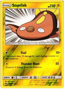 Stunfisk 83/214 Common Lost Thunder Pokemon Reverse Holo Near Mint - Image 1