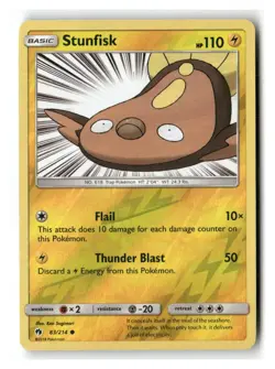 Stunfisk 83/214 Common Lost Thunder Pokemon Reverse Holo Near Mint - Image 1