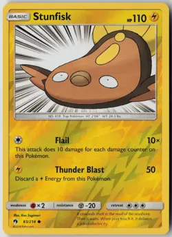 Stunfisk 83/214 Common Lost Thunder Pokemon Reverse Holo Lightly Played - Image 1