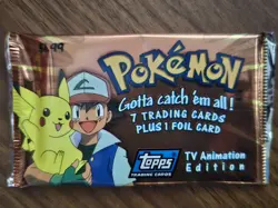 Pokemon Topps TV Animation Edition Booster Packs 1 Blue Label Factory Sealed - Image 1