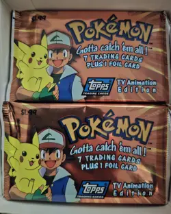 Pokemon Topps TV Animation Edition Booster Packs 1 Blue Label Factory Sealed - Image 2