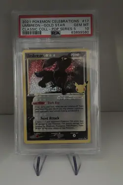 Umbreon Gold Star PSA 10 Gem Mint 17/17 Pokemon Celebrations - Image 1