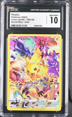 2023 Pokemon Crown Zenith 160/159 Pikachu Secret Rare Holo CGC 10 - Image 1