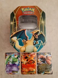 Pokemon 2014 Power Tin INCLUDED IS Gallade EX (2015) Charizard (2014) Dragonite - Image 1