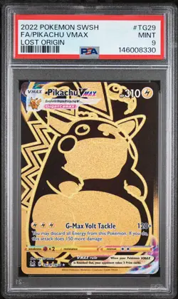 2022 POKEMON SWORD & SHIELD LOST ORIGIN #TG29 FULL ART/PIKACHU VMAX PSA 9 - Image 1