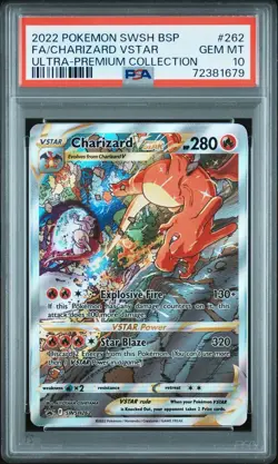 2022 POKEMON SWSH BLACK STAR PROMO #262 FULL ART/CHARIZARD VSTAR PSA 10 - Image 1