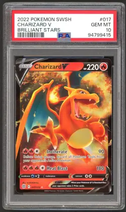 Pokemon Card - PSA 10 Charizard V 017/172 - Brilliant Stars - GEM MT - PSA10 - Image 1