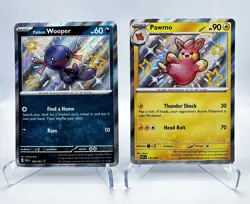 Pokemon Card lot of 2 - Shiny Paldean Fates Wooper 180/091 + Pawmo 143/091 READ - Image 1