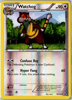 Pokemon Card - Watchog 79/114 Black & White Uncommon Reverse Holo Lightly Played - Image 1