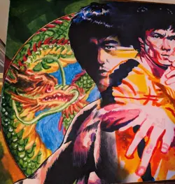 Bruce Lee "Dragon" Playmat Ken Meyer Jr. SIGNED Magic The Gathering Artist - Image 2