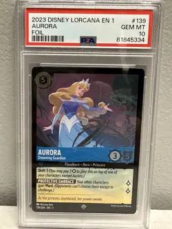 Disney Lorcana Aurora Dreaming Guardian PSA 10 Gem Mint Super Rare Foil 139/204 - Image 1