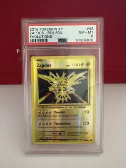 Pokemon TCG Zapdos 42/108 XY Evolutions Reverse Holo Rare PSA 8 2016 - Image 1