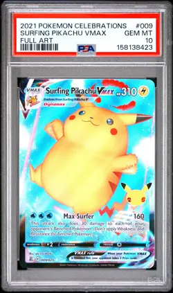 PSA 10 Surfing Pikachu Vmax 009 Celebrations Pokemon Card - Image 1