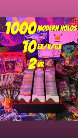 1000 HOLO AND REVERSE HOLO POKEMON CARDS - 10 EX/V/GX - 2 ULTRA RARE - Image 1