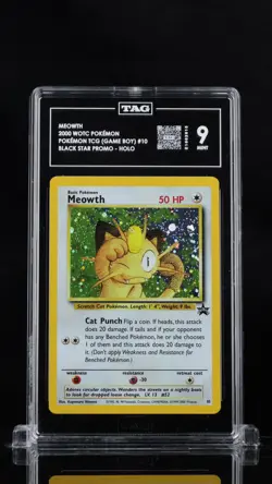 Meowth 10 Holo PokeMon Trading Card Game (Game Boy) Pokemon Tag 9 Mint - Image 1