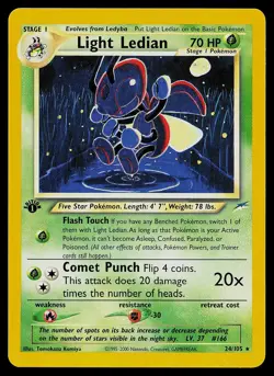 Pokemon Card - Light Ledian Neo Destiny 24/105 1st Edition Rare - Image 1