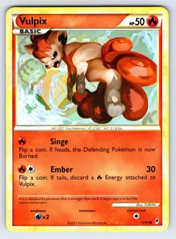 Vulpix 75/95 2011 Call of Legends Pokemon Card TCG Nintendo Common - Nm/Vlp - Image 1