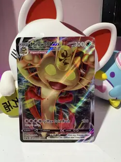 Meowth Vmax SWSH005 Rare Promo Full Art Pokemon Card Holo 🩷✨ - Image 1