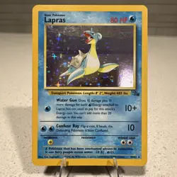 Pokemon TCG Lapras Fossil Holo Base Set Rare Card 10/62 NM/LP Condition - Image 1