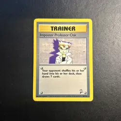 Imposter Professor Oak 102/130 Base Set 2 Pokemon Card Lightly Played LP - Image 1
