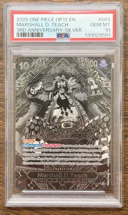 2025 One Piece Op12-Legacy of the Master Marshall D. Teach Silver #093 PSA 10 - Image 3