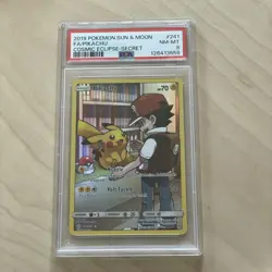 Pokemon Pikachu Holo Full Art Secret Rare Card Cosmic Eclipse 241/236 NM PSA 8 - Image 1