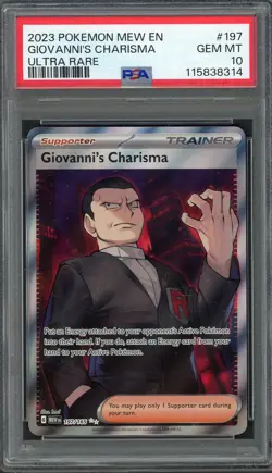 PSA 10 Giovanni's Charisma Pokemon 151 197/165 Holo Pokemon Card B11 - Image 1