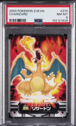 2004 CARDDASS POKEMON ADVANCED GENERATION ZUKAN CARD #270 CHARIZARD PSA 8 - Image 1