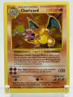 Pokemon TCG 1999 Base Set CHARIZARD 4/102 Holo SHADOWLESS Card (HEAVY PLAY) - Image 1