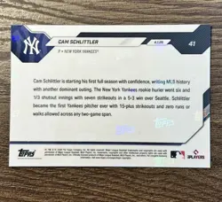 Cam Schlittler 2026 Topps Now 41 Orange Foil /25 RC Rookie Card Yankees 15ks - Image 2