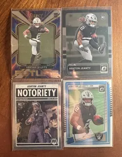 (4) Lot of 2025 Panini Ashton Jeanty Rookies Select, Donruss Optic (RC) Raiders - Image 1
