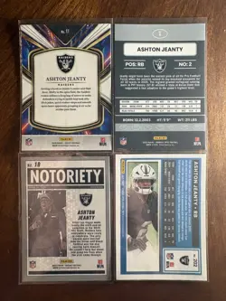 (4) Lot of 2025 Panini Ashton Jeanty Rookies Select, Donruss Optic (RC) Raiders - Image 2