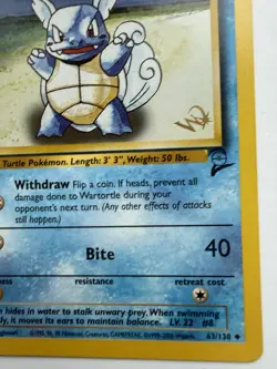 Wartortle Gold W Stamp Stamped Pokemon Card - WOTC Promo - Base 2 - 63/130 - Image 4