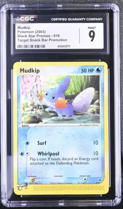 CGC 9 MINT Mudkip 018 Black Star Promos Target Snack Bar Promotion Pokemon Card - Image 1