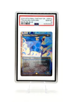 2025 MTG Final Fantasy Traveling Chocobo 0551c PSA 10 Blue Neon Ink Foil EN - Image 1