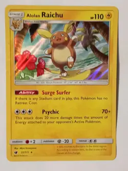 POKEMON ALOLAN RAICHU HOLO CARD 31/111 LIGHT PLAY 2017 - Image 1