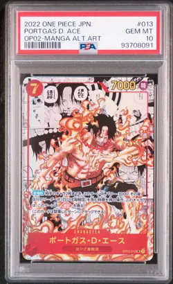 One Piece PSA 10 Portgas D. Ace OP02-013 Manga Japanese - Image 1