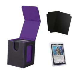 MTG Deck Box With Slot For Commander Display, Patented Design, Black＆Purple - Image 1