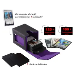MTG Deck Box With Slot For Commander Display, Patented Design, Black＆Purple - Image 4