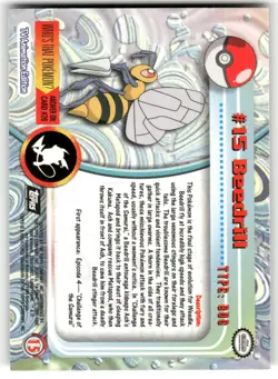 Beedrill #15 Flames Silver Foil Topps Trading Cards Series 1 Pokemon Holo NM - Image 2