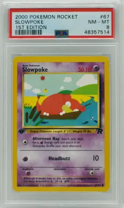 Pokemon 1st Edition Slowpoke 67/82 Team Rocket PSA 8 NM/Mint - Image 3