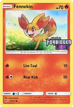 Fennekin - Stamped Toys R' Us Promo - Forbidden Light - 15/131 - Cosmos Holo LP, - Image 1