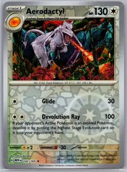 Aerodactyl 142/165 Rare 151 Pokemon Reverse Holo Lightly Played - Image 1