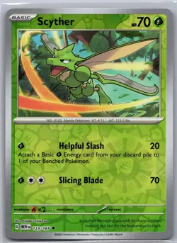 Scyther 123/165 Uncommon 151 Pokemon Reverse Holo Lightly Played - Image 1
