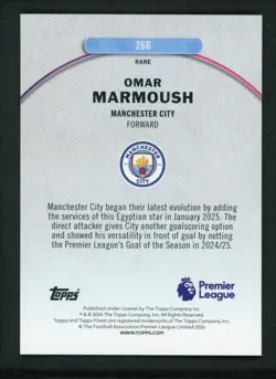2026 OMAR MARMOUSH 13/25 TOPPS FINEST PREMIER LEAGUE RARE - Image 2